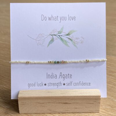 bits and pieces do what you love india agate gemstone bracelet white gold miyuki beads