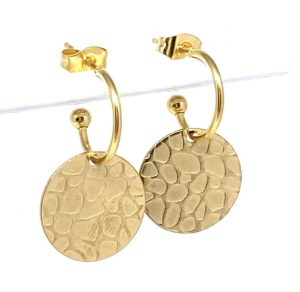 earrings gold stainless steel bead minamalist oorbellen goud