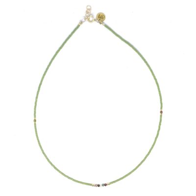 bits and pieces necklace ketting miyuki beads kralen green gold white pink black tourmaline gemstone