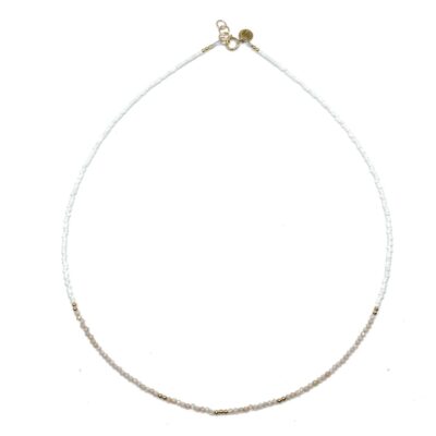 bits and pieces gemstone necklace gold off white light peach beige white zircon