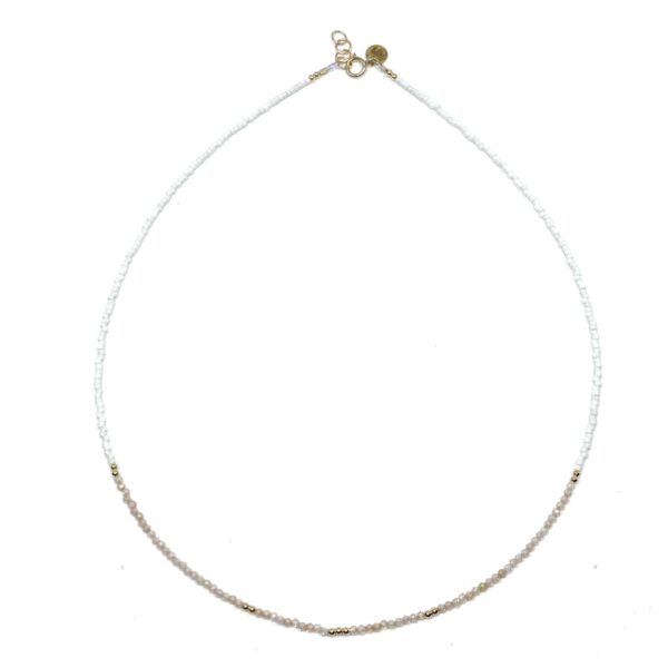 bits and pieces gemstone necklace gold off white light peach beige white zircon