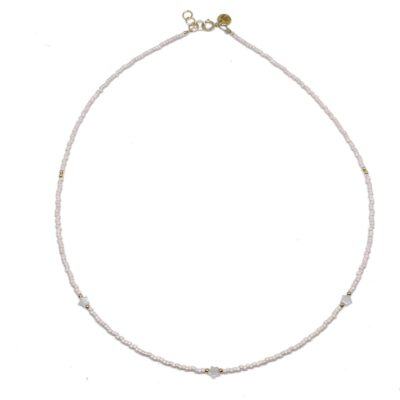 bits and pieces gemstone necklace gold light pink rose quartz