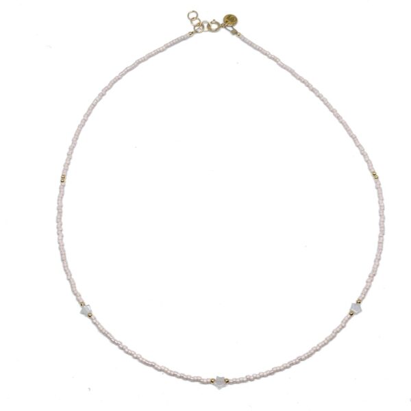 bits and pieces gemstone necklace gold light pink rose quartz