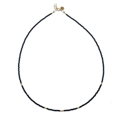 bits and pieces gemstone necklace gold black facet beads