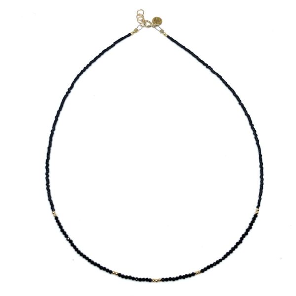 bits and pieces gemstone necklace gold black facet beads