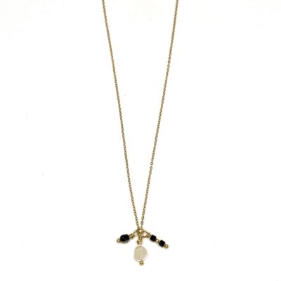 bits and pieces jewelry stainless steel necklaces gold moonstone gemstone black white glass bead moonstone