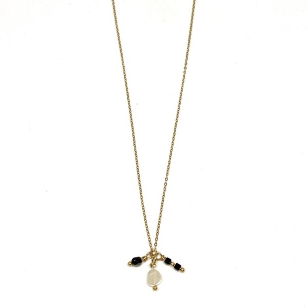 bits and pieces jewelry stainless steel necklaces gold moonstone gemstone black white glass bead moonstone