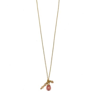 bits and pieces jewelry stainless steel necklaces gold pink glass beads