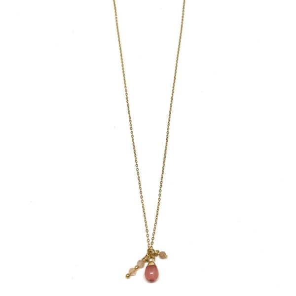 bits and pieces jewelry stainless steel necklaces gold pink glass beads