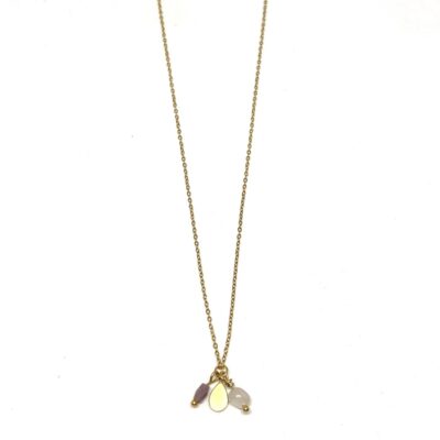 bits and pieces jewelry stainless steel necklaces gold moonstone gemstone black white glass bead moonstone