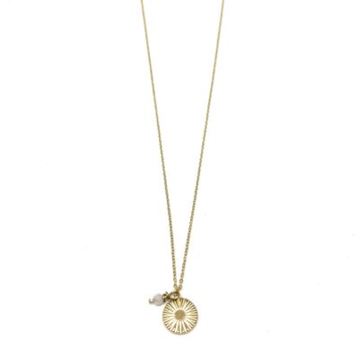 bits and pieces jewelry stainless steel necklaces gold moonstone gemstone white glass bead moonstone