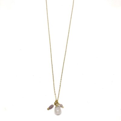 bits and pieces jewelry stainless steel necklaces gold amethyst gemstone white glass bead