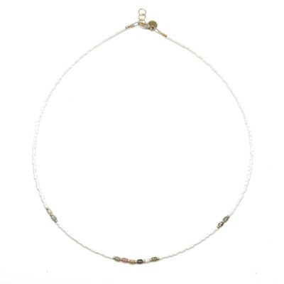 bits and pieces gemstone necklace gold chalcedony green pink yellow white off white