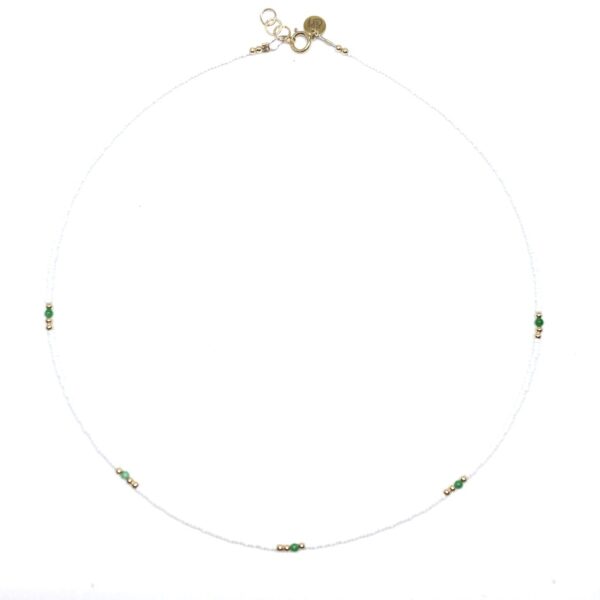 bits and pieces gemstone necklace gold jade gemstone white green