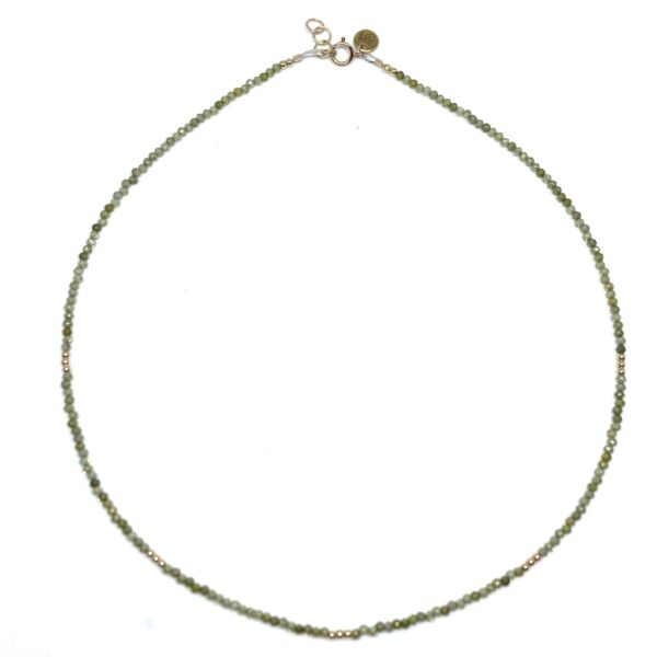 bits and pieces gemstone necklace gold green zircon gemstones