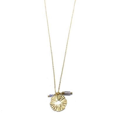 bits and pieces jewelry stainless steel necklaces gold gemstone amethyst lilac purple glass bead