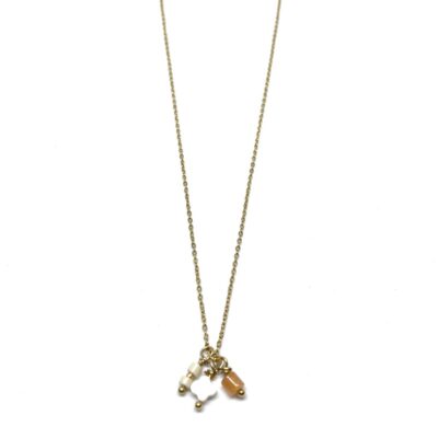 bits and pieces jewelry stainless steel necklaces gold orange beige white shell cross stone glass bead