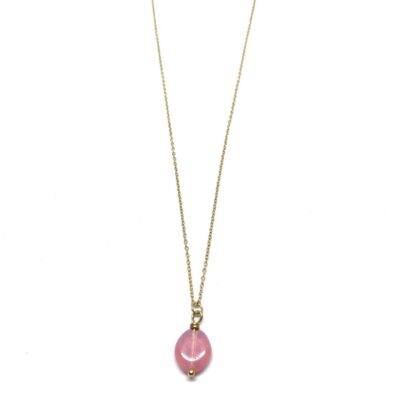 bits and pieces jewelry stainless steel necklaces gold pink stone glass bead