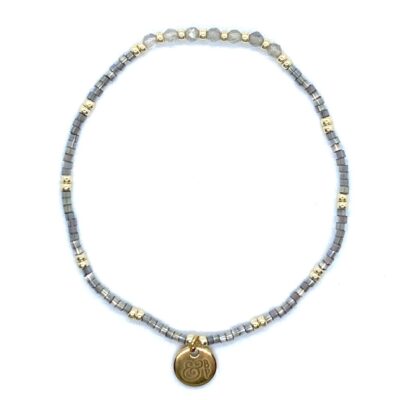 bits and pieces gemstone gift bracelets miyuki beads kralen armband be crazy be silly be unique hibiscus labradorite grey gold