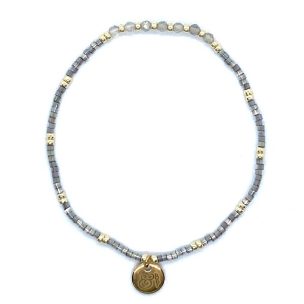 bits and pieces gemstone gift bracelets miyuki beads kralen armband be crazy be silly be unique hibiscus labradorite grey gold