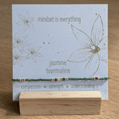 bits and pieces gemstone gift bracelets miyuki beads kralen armband mindset is everything jasmine tourmaline green black off white pink