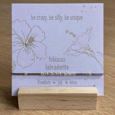 bits and pieces gemstone gift bracelets miyuki beads kralen armband be crazy be silly be unique hibiscus labradorite grey gold