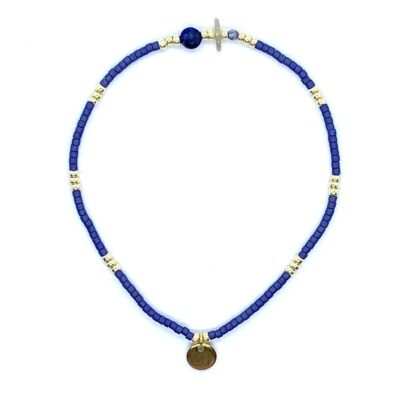 bits and pieces jewelry dark blue purple off-white gold lapis lazuli botswana blue point gemstone bracelets