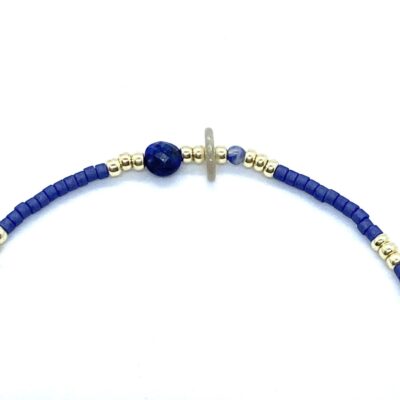 bits and pieces jewelry dark blue purple off-white gold lapis lazuli botswana blue point gemstone bracelets