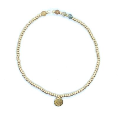 bits and pieces jewelry rosé green brown off-white gold india agate gemstone beads bracelets