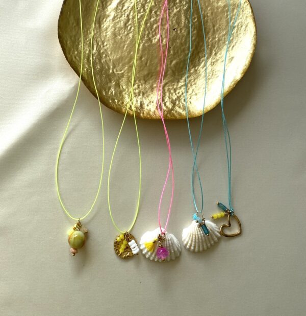 bits and pieces jewelry stainless steel cord gold necklaces yellow pink turquoise red