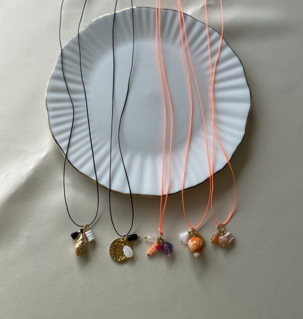 bits and pieces jewelry stainless steel cord gold necklaces orange black